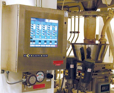 As part of Research Products Co.'s new automated manufacturing process, raw product feeders are depicted on the Operator Interfa