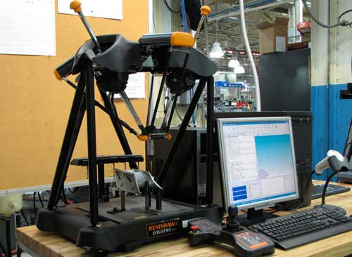 Equator can be used to replace multiple quality check gauges and can be re-programmed as needed. Source: Renishaw