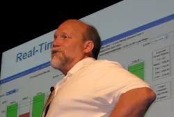 Mark Hanley, of Kraft Foods, described significant savings gained through use of overall equipment effectiveness (OEE). Mark Hanley, of Kraft Foods, described significant savings gained through use of overall equipment effectiveness (OEE).
