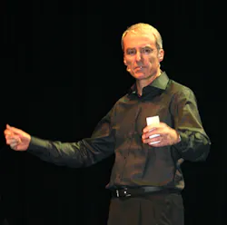 Michel Crochon, Executive Vice President and leader, Automation Group, Schneider Electric, during his keynote address. Michel Crochon, Executive Vice President and leader, Automation Group, Schneider Electric, during his keynote address.