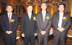 Shinichi Yoshida, Nelson Ninin, Shuzo Kaihori and Teruyoshi Minaki at the 35th Yokogawa anniversary event in Brazil. Shinichi Yoshida, Nelson Ninin, Shuzo Kaihori and Teruyoshi Minaki at the 35th Yokogawa anniversary event in Brazil.