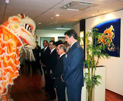Welcome to the Lion City: Carlo Gavazzi executives were greeted in traditional style at the launch of the regional headquarters Welcome to the Lion City: Carlo Gavazzi executives were greeted in traditional style at the launch of the regional headquarters