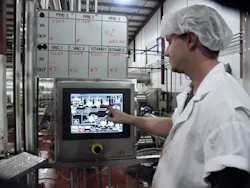 An operator checks the status of the batch on this operator terminal. An operator checks the status of the batch on this operator terminal.