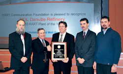 Hart Communication Foundation Executive Director Ron Helson (2nd from left) presents the 2010 Hart Plant of the Year Award to MO Hart Communication Foundation Executive Director Ron Helson (2nd from left) presents the 2010 Hart Plant of the Year Award to MO