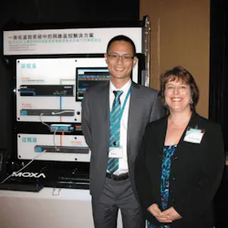 Moxa's Dennis Lin and AW's Renee Bassett Moxa's Dennis Lin and AW's Renee Bassett