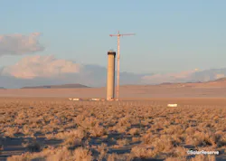 This tower will receive concentrated solar energy from 10,000+ plus mirrors placed around it. Source: SolarReserve This tower will receive concentrated solar energy from 10,000+ plus mirrors placed around it. Source: SolarReserve