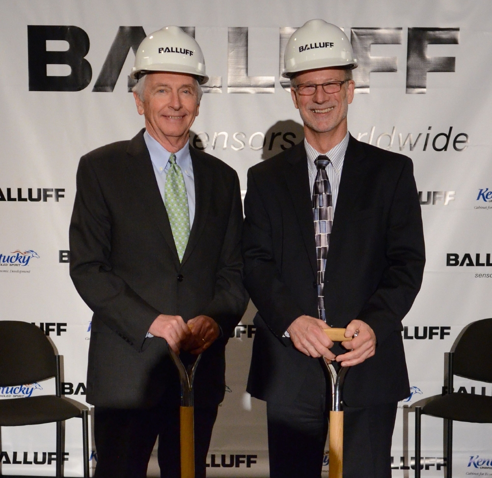 Governor Steve Beshear (left) and Balluff Inc. President Kent Howard celebrate Balluff's groundbreaking.
