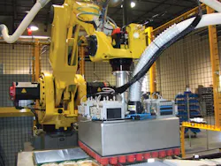 Successful suction. The programmable dense-cup-population tooling uses a total of 128 vacuum cups to pick freshly baked buns and other products from primary packaging lines to bread trays Successful suction. The programmable dense-cup-population tooling uses a total of 128 vacuum cups to pick freshly baked buns and other products from primary packaging lines to bread trays