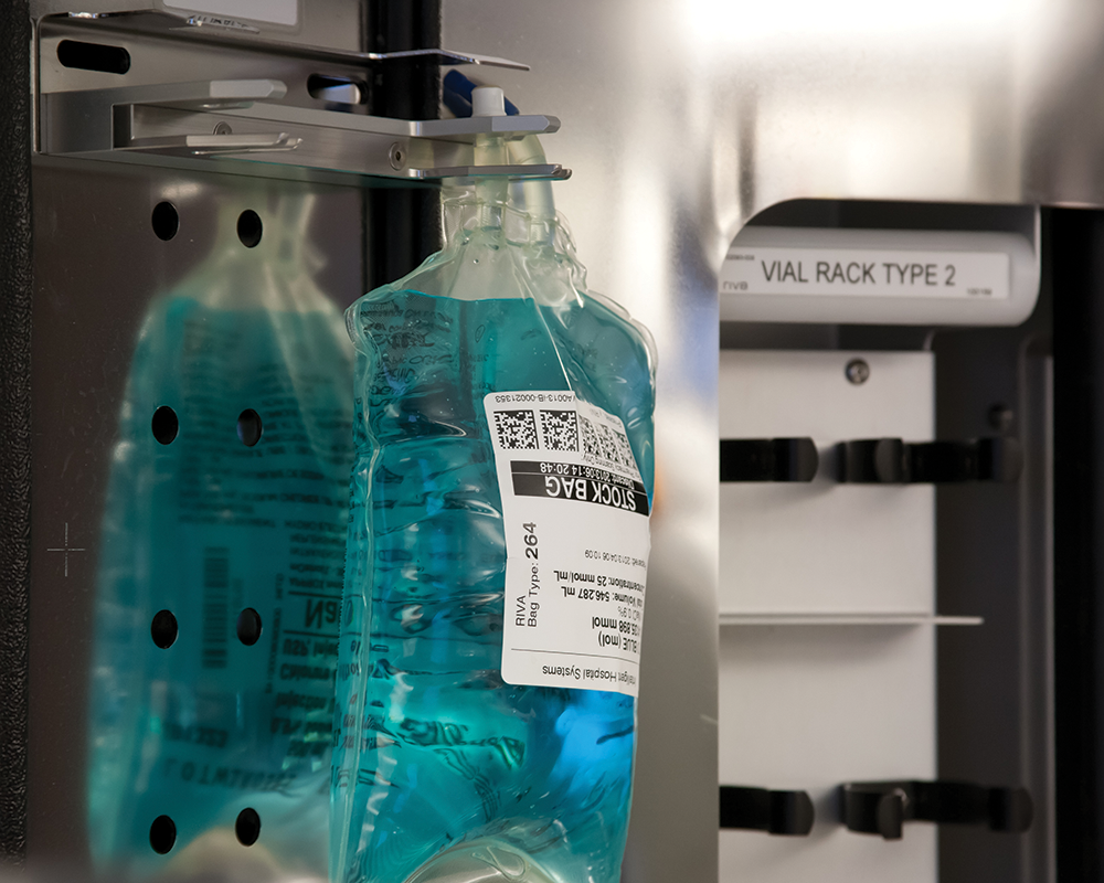 RIVA prepares 50-1,000 mL IV bags, and can also prepare low- concentration dilution bags for pediatric dosing.