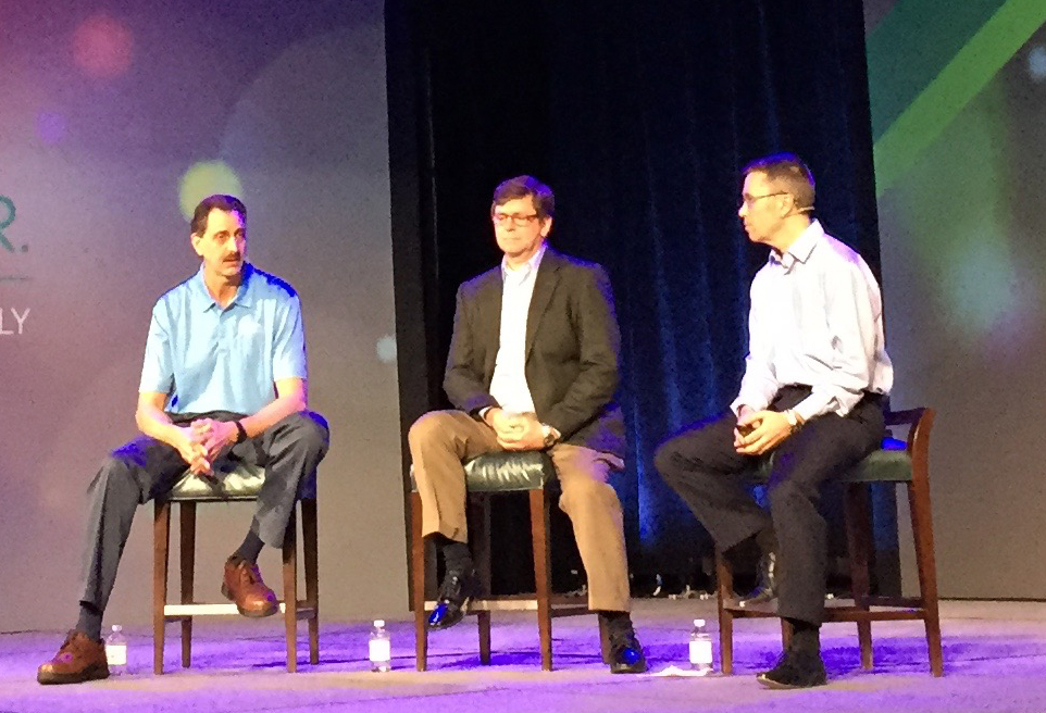Scott Mourier, Andre Ristaino and Steve Elliott (left to right) discuss safety and security at the Global Automation Conference in Houston.