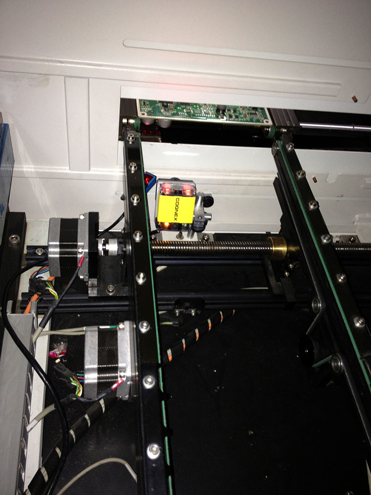 The small vision system is located only about 2 inches above the incoming boards&rsquo; surface. The 2D camera can identify up to 45 r