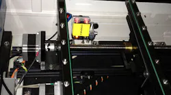 The small vision system is located only about 2 inches above the incoming boards’ surface. The 2D camera can identify up to 45 r