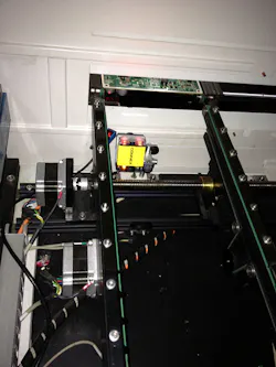 The small vision system is located only about 2 inches above the incoming boards’ surface. The 2D camera can identify up to 45 r The small vision system is located only about 2 inches above the incoming boards’ surface. The 2D camera can identify up to 45 r