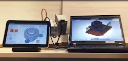 Shown here is a Bosch Rexroth controller connected to the HMI of a real machine on the left and also connected to a virtual mach