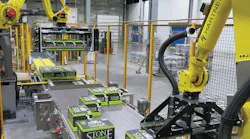 A robotic palletizer and stretch wrapper reside at the end of the line.