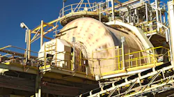 A SAG mill, used to break rock into smaller pieces, is the biggest piece of equipment in a mining operation.