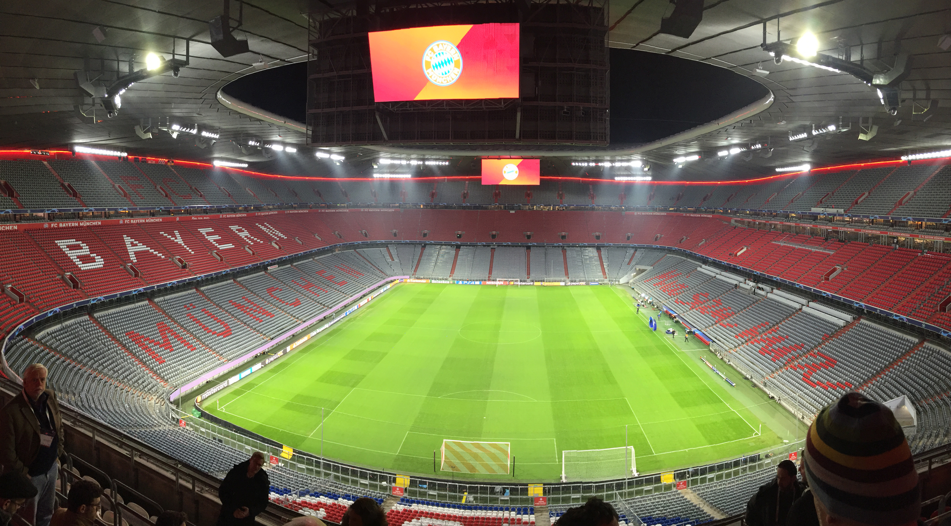 A glimpse of the pitch at Allianz Arena before players and fans descend.