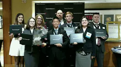 Fig. 1: The 2017 Copley High School Innovators team included (left to right) Colton Murray, Aaron Lampner, Assistant Coach Fiona
