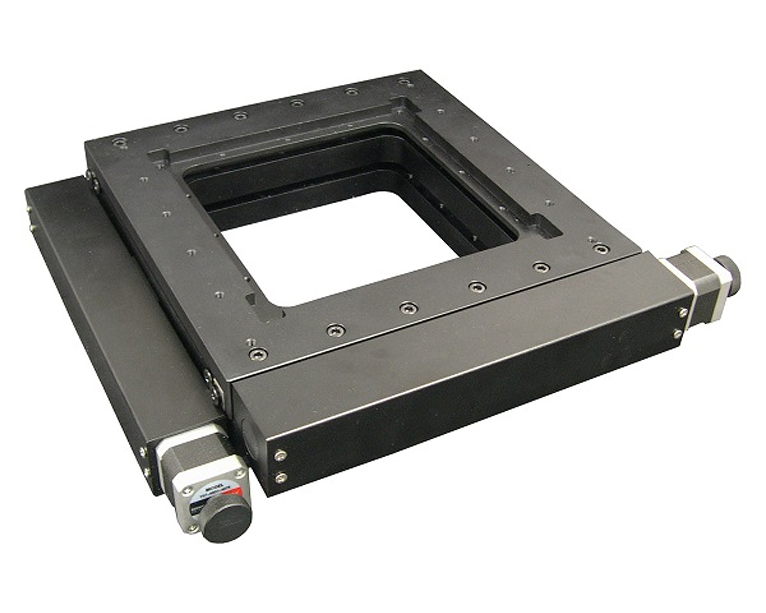 The AU200-100x100 stage from OES is a low profile unit iis just 80 mm high with a footprint of 348 mm x 348 mm.