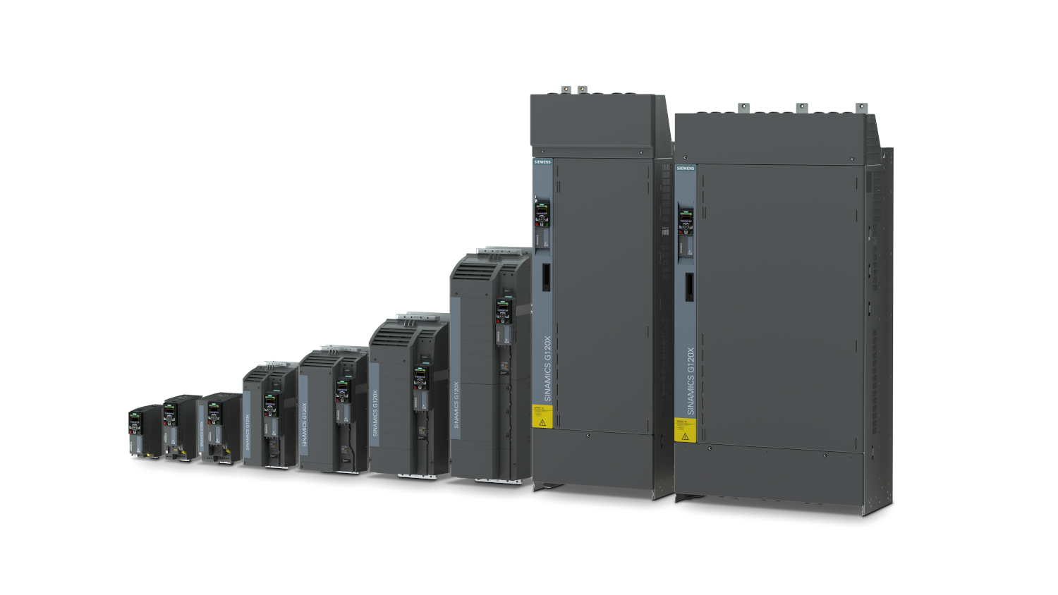 The Sinamics G120X series from Siemens have power ratings from 1 to 700 hp (0.75 to 630 kW).