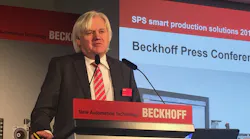 Beckhoff Managing Director/Founder Hans Beckhoff at the company's SPS 2019 press conference.