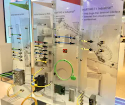 Ethernet cabling and connector display in Harting's exhibit at SPS 2019. Note the ix Industrial and T1 displays, which Harting contends are the future of Ethernet connectors in the factory. Ethernet cabling and connector display in Harting's exhibit at SPS 2019. Note the ix Industrial and T1 displays, which Harting contends are the future of Ethernet connectors in the factory.