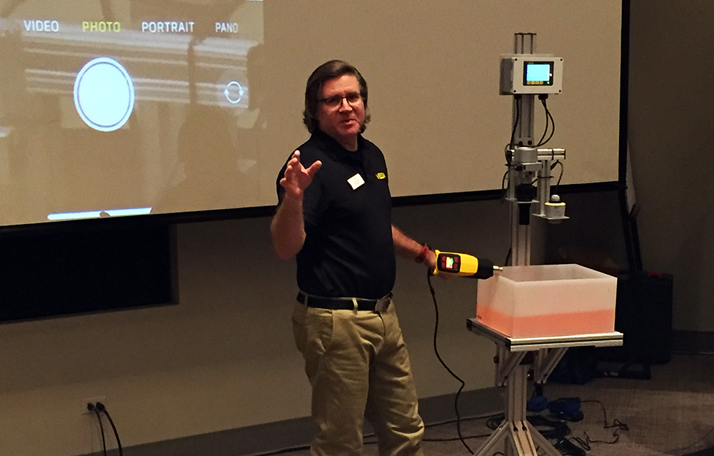 Vega&rsquo;s Greg Tischler demonstrates the effects of heat in the atmosphere on both radar and ultrasonic technologies.