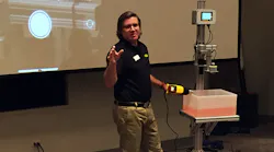 Vega’s Greg Tischler demonstrates the effects of heat in the atmosphere on both radar and ultrasonic technologies.