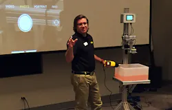 Vega’s Greg Tischler demonstrates the effects of heat in the atmosphere on both radar and ultrasonic technologies. Vega’s Greg Tischler demonstrates the effects of heat in the atmosphere on both radar and ultrasonic technologies.