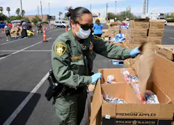 Distribution of supplies to address problems created by the COVID-19 pandemic, like this food distribution operation in Las Vegas, can be impacted by numerous supply chain issues. Distribution of supplies to address problems created by the COVID-19 pandemic, like this food distribution operation in Las Vegas, can be impacted by numerous supply chain issues.