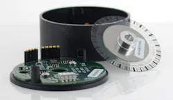 The A2K Absolute Optical Encoder from US Digital can be assembled onto existing shaft and bearing assemblies. The encoder reports the shaft angle within a single 360° rotation of a shaft. The A2K Absolute Optical Encoder from US Digital can be assembled onto existing shaft and bearing assemblies. The encoder reports the shaft angle within a single 360° rotation of a shaft.