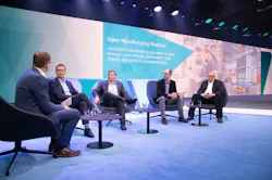 Sven Hamann, SVP Bosch Connected Industry; Ralf Waltram, vice president IT Systems Production and Logistics, BMW Group; Dr.-Ing. Michael Bolle, member of the board of management, Bosch Group; Scott Guthrie, EVP Cloud & AI, Microsoft; Werner Balandat, head of production management, ZF Friedrichshafen AG Sven Hamann, SVP Bosch Connected Industry; Ralf Waltram, vice president IT Systems Production and Logistics, BMW Group; Dr.-Ing. Michael Bolle, member of the board of management, Bosch Group; Scott Guthrie, EVP Cloud & AI, Microsoft; Werner Balandat, head of production management, ZF Friedrichshafen AG