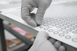 With more than 1,000 disks on each sheet, disk picking by hand was extremely time-consuming. With more than 1,000 disks on each sheet, disk picking by hand was extremely time-consuming.