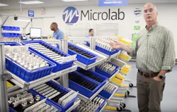 Airline provided work carts for Microlab’s “supermarket,” a centrally located staging area in the middle of the lean cell, which decreased setup and breakdown time. Airline provided work carts for Microlab’s “supermarket,” a centrally located staging area in the middle of the lean cell, which decreased setup and breakdown time.