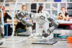 The dual-arm YuMi collaborative robot from ABB is touted as the world’s first truly collaborative robot. The dual-arm YuMi collaborative robot from ABB is touted as the world’s first truly collaborative robot.