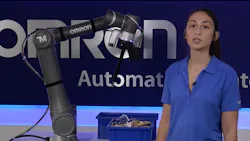 Danielle Belskis, automation engineer at Omron Automation, demonstrates the FH Series 3D camera for robotic bin picking applications. Danielle Belskis, automation engineer at Omron Automation, demonstrates the FH Series 3D camera for robotic bin picking applications.