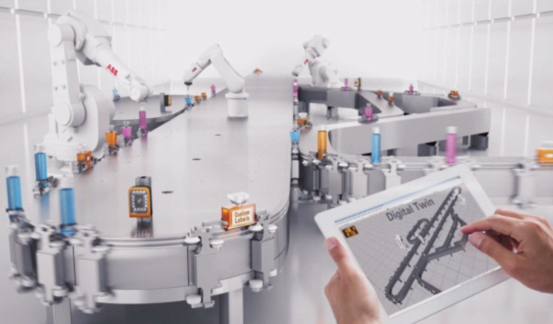 B&R uses four of its technologies to create an adaptive machine: AcoposTrak, integrated machine vision, machine centric robotics, and digital twins.