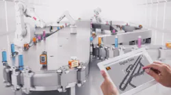 B&R uses four of its technologies to create an adaptive machine: AcoposTrak, integrated machine vision, machine centric robotics, and digital twins.