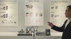 Bryan Nguyen, engineering manager at Oriental Motor, demonstrates the BMU and BLE2 series of brushless motor and drive systems.
