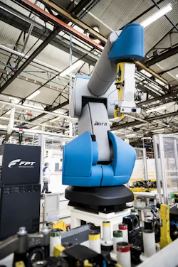 Comau, which provided FPT Powertrain Technologies' AURA robots, is focused on delivering advanced industrial automation products and systems for electric, hybrid, and traditional vehicle manufacturing, as well as industrial robots, and collaborative and wearable robotics technologies. Comau, which provided FPT Powertrain Technologies' AURA robots, is focused on delivering advanced industrial automation products and systems for electric, hybrid, and traditional vehicle manufacturing, as well as industrial robots, and collaborative and wearable robotics technologies.