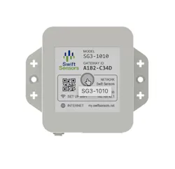 Swift Sensors' wireless gateway receives sensor data and transmits it to a secure cloud-based Swift Sensors Console account. Source: Swift Sensors Swift Sensors' wireless gateway receives sensor data and transmits it to a secure cloud-based Swift Sensors Console account. Source: Swift Sensors