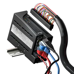 Opto 22’s groov RIO remote I/O offers more than 200,000 unique, software-configurable I/O combinations in a single, compact, power over Ethernet (PoE)-powered industrial package with web-based configuration, commissioning, and data fl ow logic software built in. The device also includes support for multiple OT and IT protocols. groov RIO modules can be used as either a traditional remote I/O or as an edge I/O solution. Opto 22’s groov RIO remote I/O offers more than 200,000 unique, software-configurable I/O combinations in a single, compact, power over Ethernet (PoE)-powered industrial package with web-based configuration, commissioning, and data fl ow logic software built in. The device also includes support for multiple OT and IT protocols. groov RIO modules can be used as either a traditional remote I/O or as an edge I/O solution.
