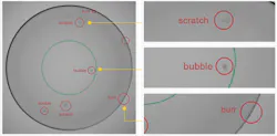 Automated optical inspection can detect even minute defects in transparent contact lenses, significantly improving inspection rates compared to the previously used manual quality control processes. Automated optical inspection can detect even minute defects in transparent contact lenses, significantly improving inspection rates compared to the previously used manual quality control processes.
