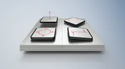 'On the surface of the tile, there are a lot of very flat coils; and that's where the name XPlanar comes from. By generating electromagnetic fields, the coils float and propel the mover above the surface. And then, by varying these electromagnetic fields, we’re able create free 2D motion, which allows for six degrees of freedom, enabling the mover to travel in any direction we want.” — Jeff Johnson, Beckhoff Automation 'On the surface of the tile, there are a lot of very flat coils; and that's where the name XPlanar comes from. By generating electromagnetic fields, the coils float and propel the mover above the surface. And then, by varying these electromagnetic fields, we’re able create free 2D motion, which allows for six degrees of freedom, enabling the mover to travel in any direction we want.” — Jeff Johnson, Beckhoff Automation
