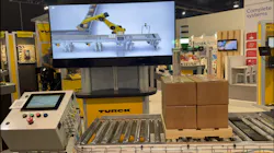 Turck showed a conveyor demo, showcasing various Turck products and how they can be used in the packaging industry, especially automotive and other wet, harsh environments. Turck showed a conveyor demo, showcasing various Turck products and how they can be used in the packaging industry, especially automotive and other wet, harsh environments.