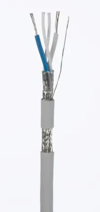 Panduit’s SPE Shielded Copper Cable has 18/7 AWG stranded tinned copper conductors with foamed polyethylene (PE) insulation. The conductors are twisted in a pair and include two fillers. The pair is surrounded by an aluminum/polyester foil shield, a tinned copper braid shield, and includes a 24/7 AWG stranded tinned copper ground wire. Panduit’s SPE Shielded Copper Cable has 18/7 AWG stranded tinned copper conductors with foamed polyethylene (PE) insulation. The conductors are twisted in a pair and include two fillers. The pair is surrounded by an aluminum/polyester foil shield, a tinned copper braid shield, and includes a 24/7 AWG stranded tinned copper ground wire.