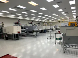 Trademark Plastics Inc. is continually implementing automation within the Class 8 clean rooms with end-of-arm tooling and index conveyors. Trademark Plastics Inc. is continually implementing automation within the Class 8 clean rooms with end-of-arm tooling and index conveyors.