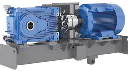 A NORD MAXXDRIVE XT unit with swing base and auxiliary cooling fan.