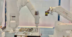 Mitsubishi’s Assista cobot and RV-7FRL and RV-8CRL industrial robots in a complex path screw-driving assembly operation at IMTS 2022. Mitsubishi’s Assista cobot and RV-7FRL and RV-8CRL industrial robots in a complex path screw-driving assembly operation at IMTS 2022.