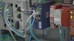 The Ewon router provides a secure remote connection to the machine, allowing tech support to see the state of the PLC and more. The Ewon router provides a secure remote connection to the machine, allowing tech support to see the state of the PLC and more.